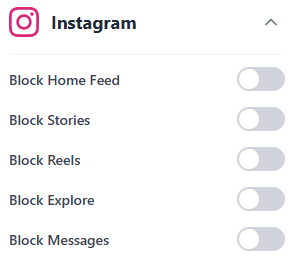 Mindglade granular Instagram per-feature blocking